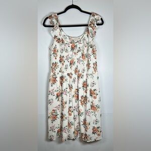 Romantic Fairycore NWT LOFT Cream Floral Sleeveless Flutter Midi Dress. Size L.